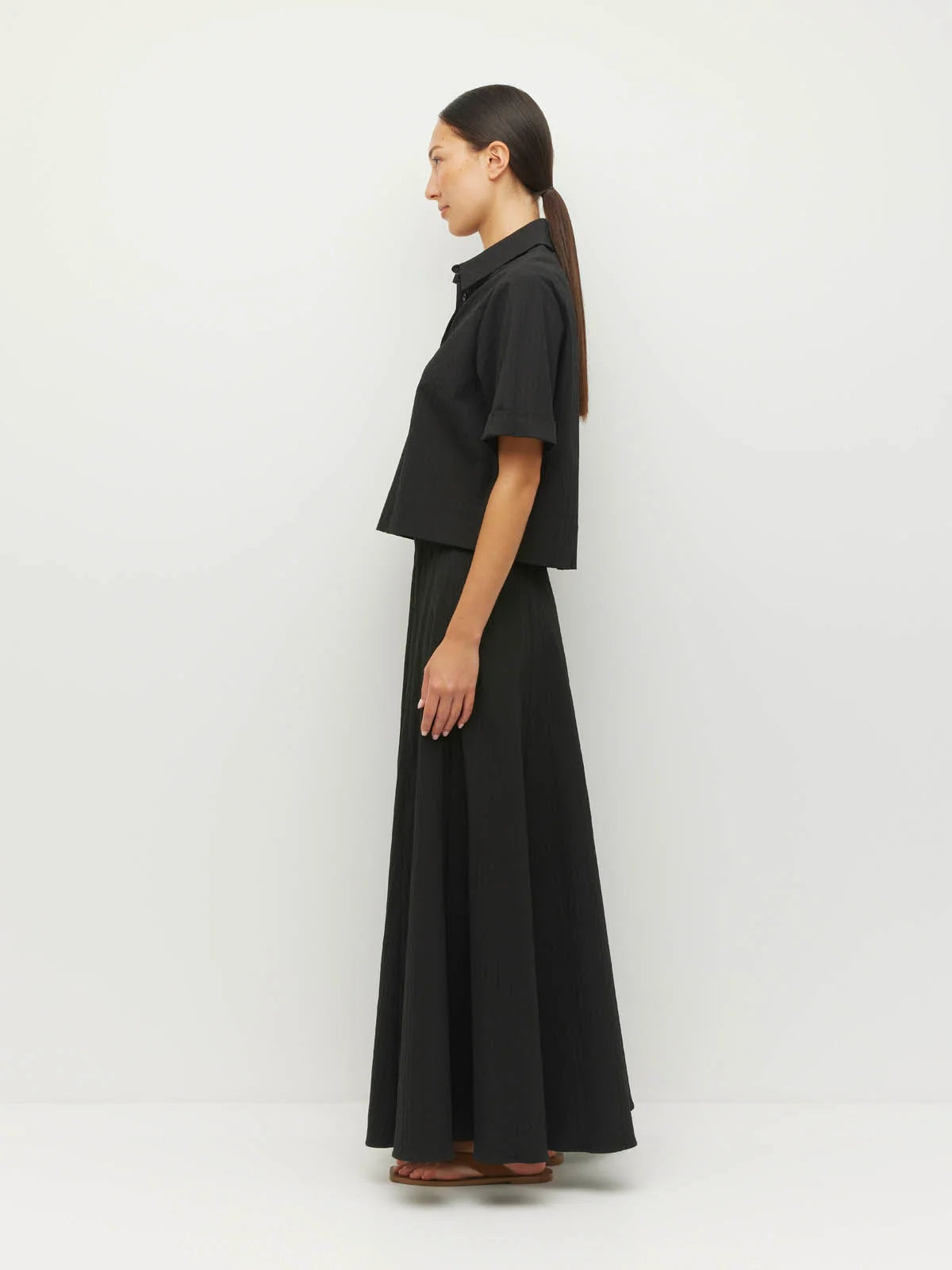 Everly Shirt (Thread Line Cotton) Black Linear