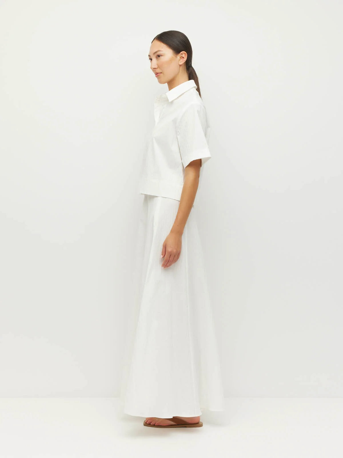 Everly Shirt (Thread Line Cotton) White Linear