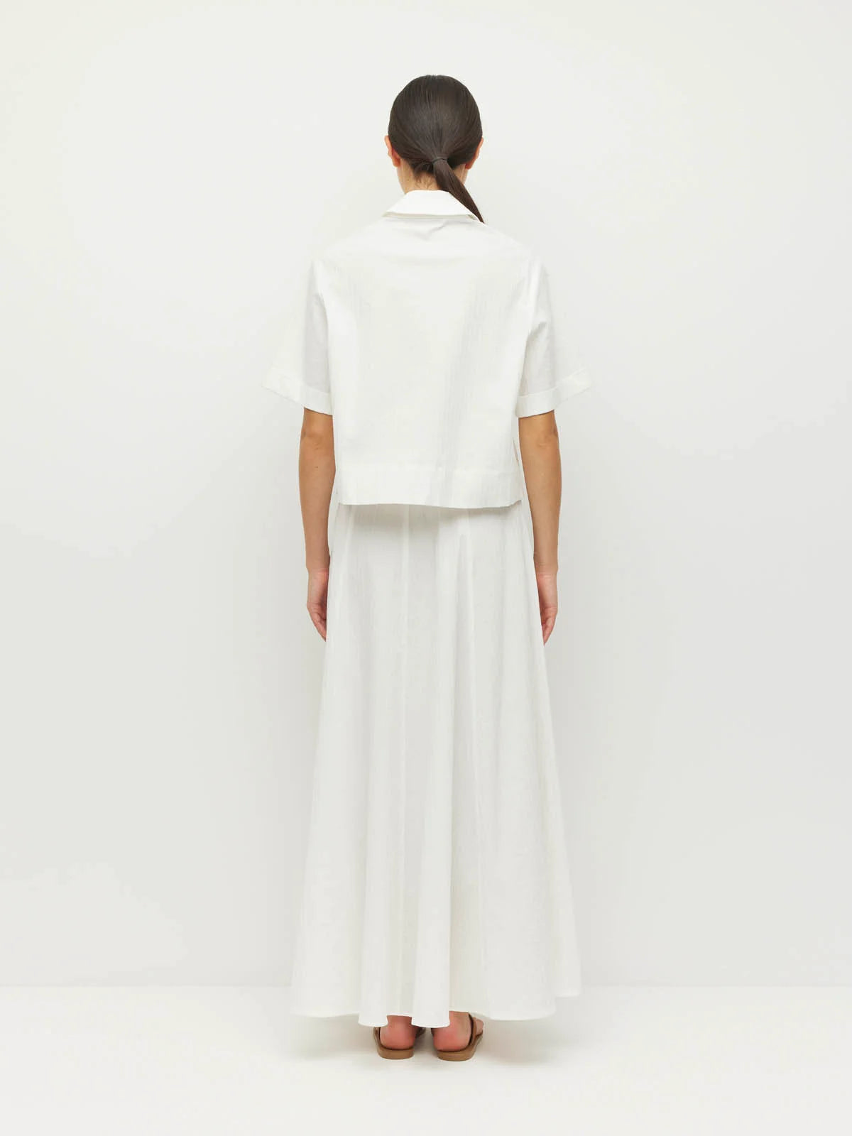 Everly Shirt (Thread Line Cotton) White Linear