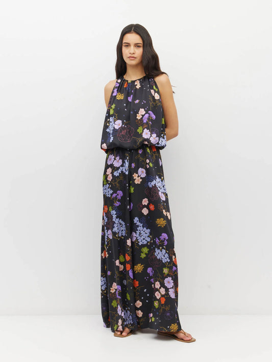 Aria Dress (Afterglow Floral Twill) Noir