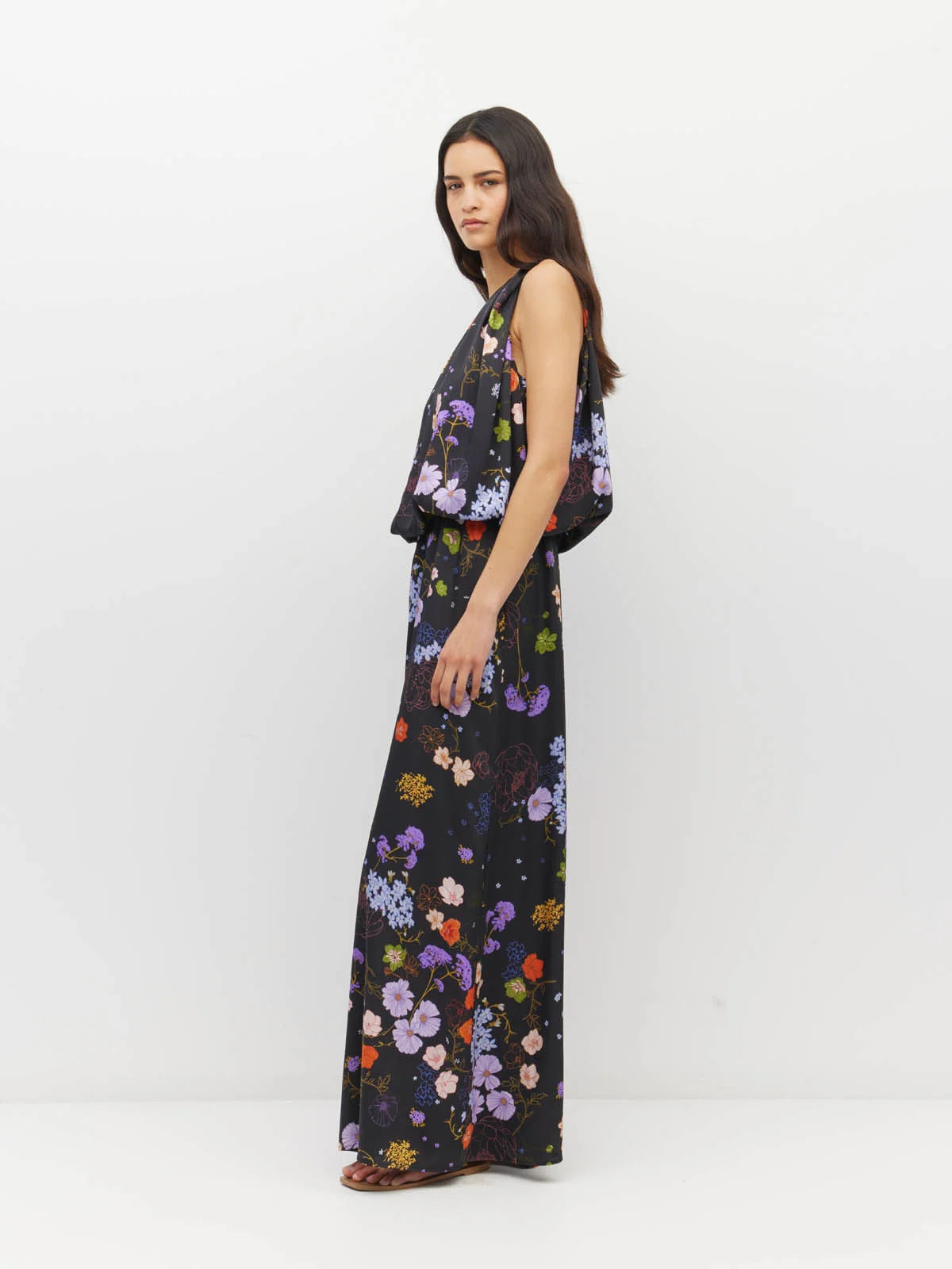Aria Dress (Afterglow Floral Twill) Noir