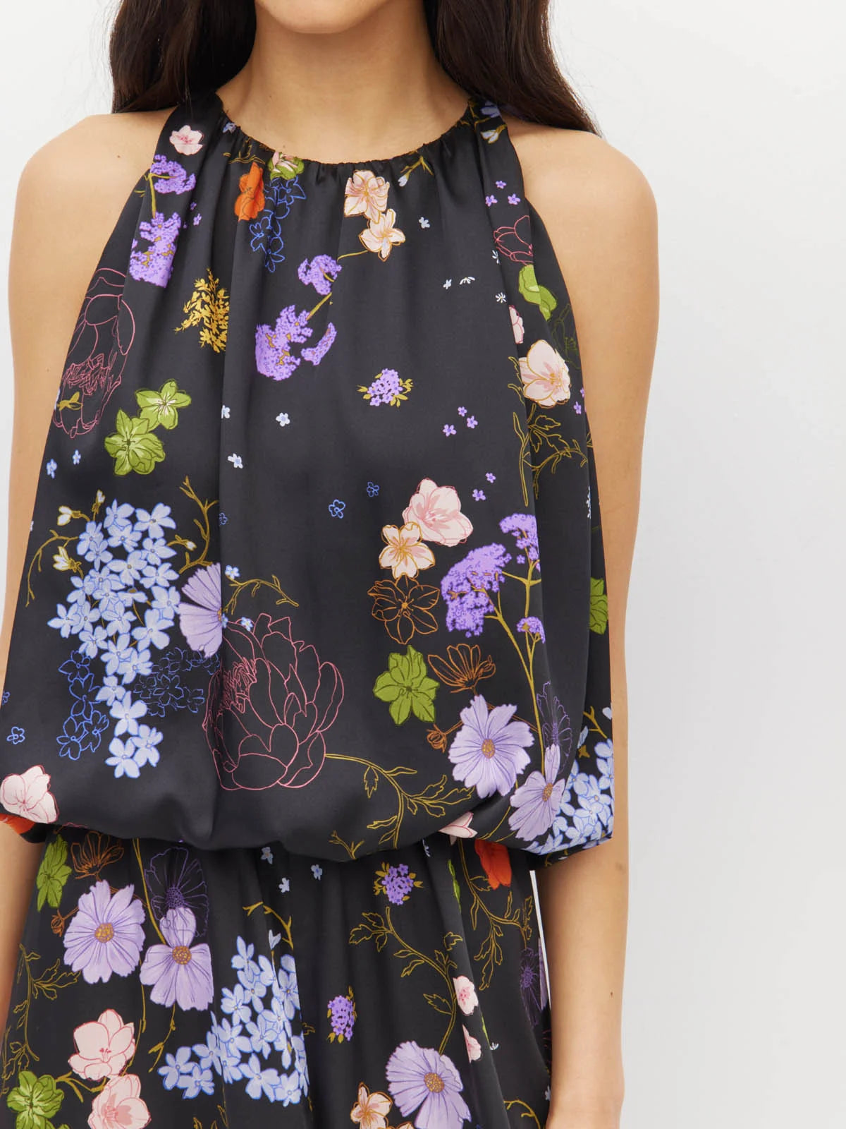 Aria Dress (Afterglow Floral Twill) Noir