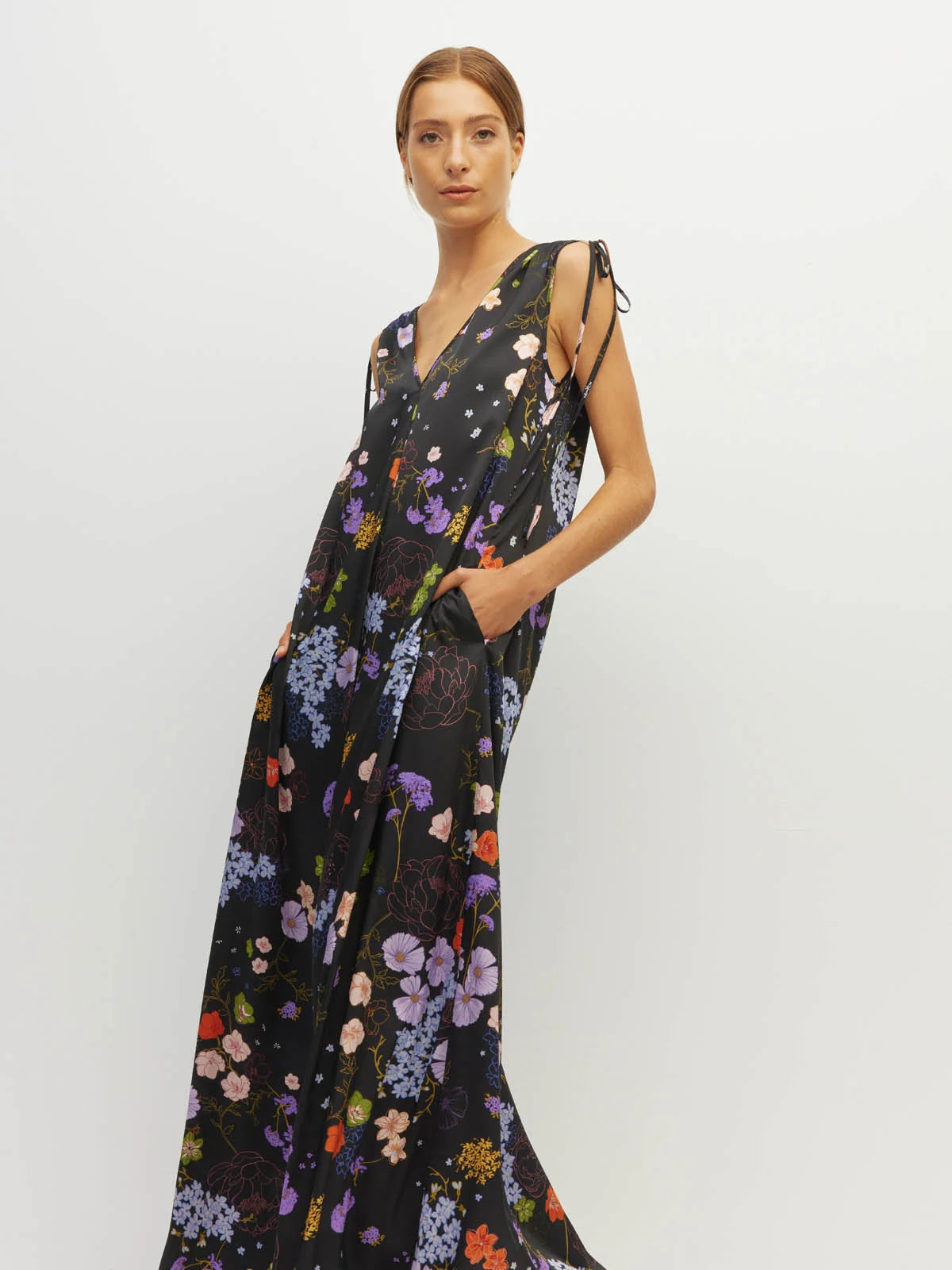 Tulia Dress (Afterglow Floral Twill) Noir