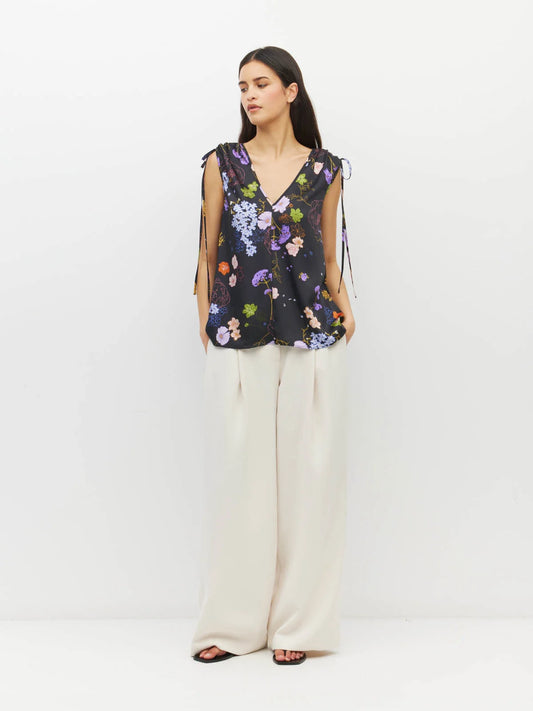 Tulia Top (Afterglow Floral Twill) Noir