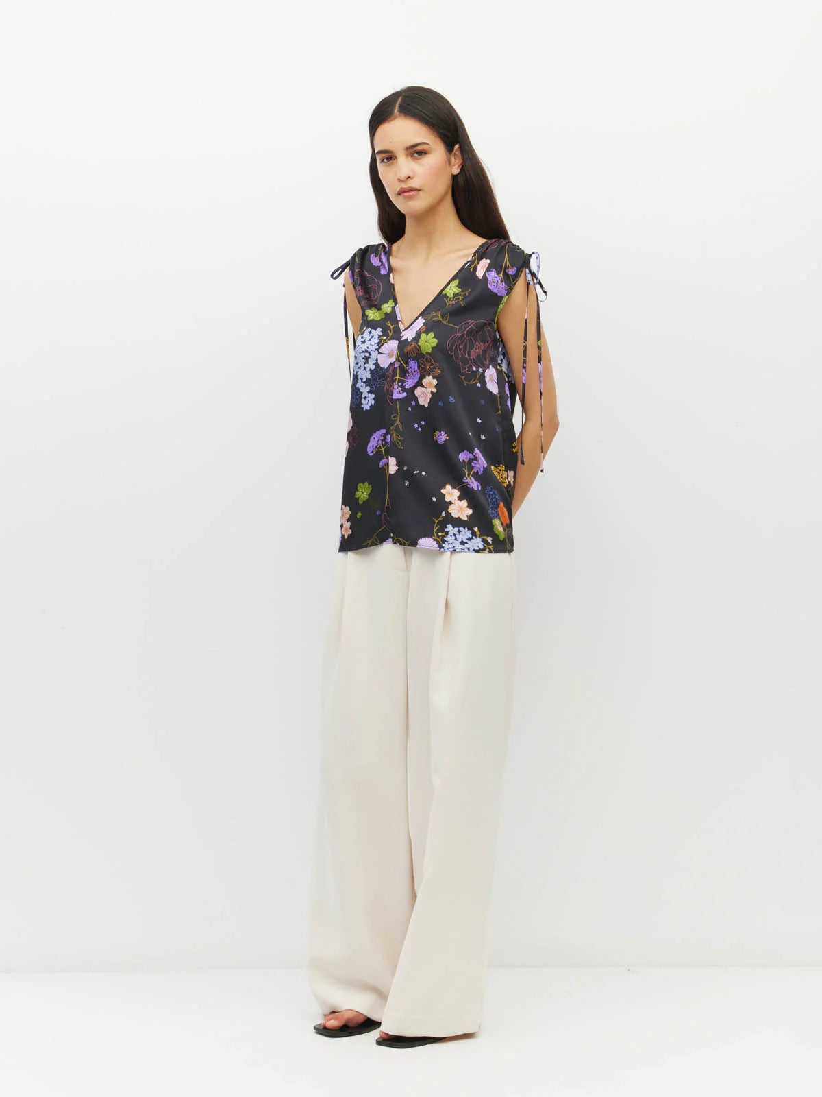 Tulia Top (Afterglow Floral Twill) Noir