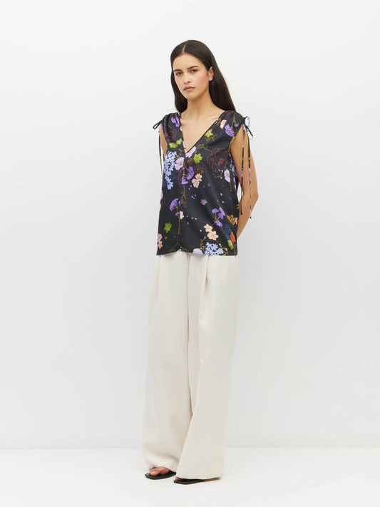 Tulia Top (Afterglow Floral Twill) Noir