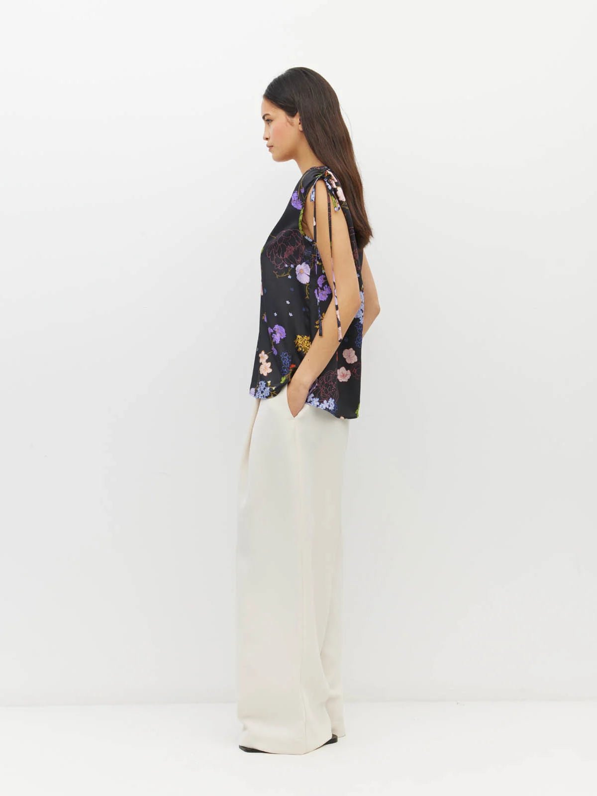 Tulia Top (Afterglow Floral Twill) Noir
