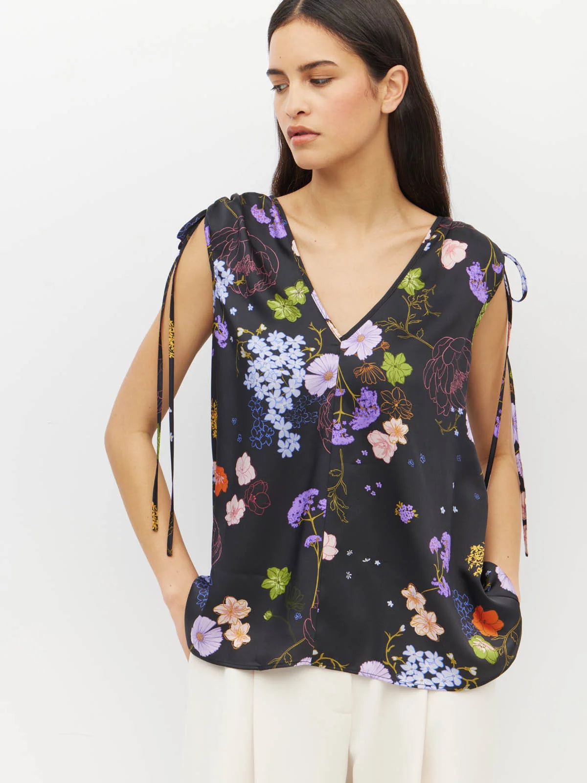 Tulia Top (Afterglow Floral Twill) Noir