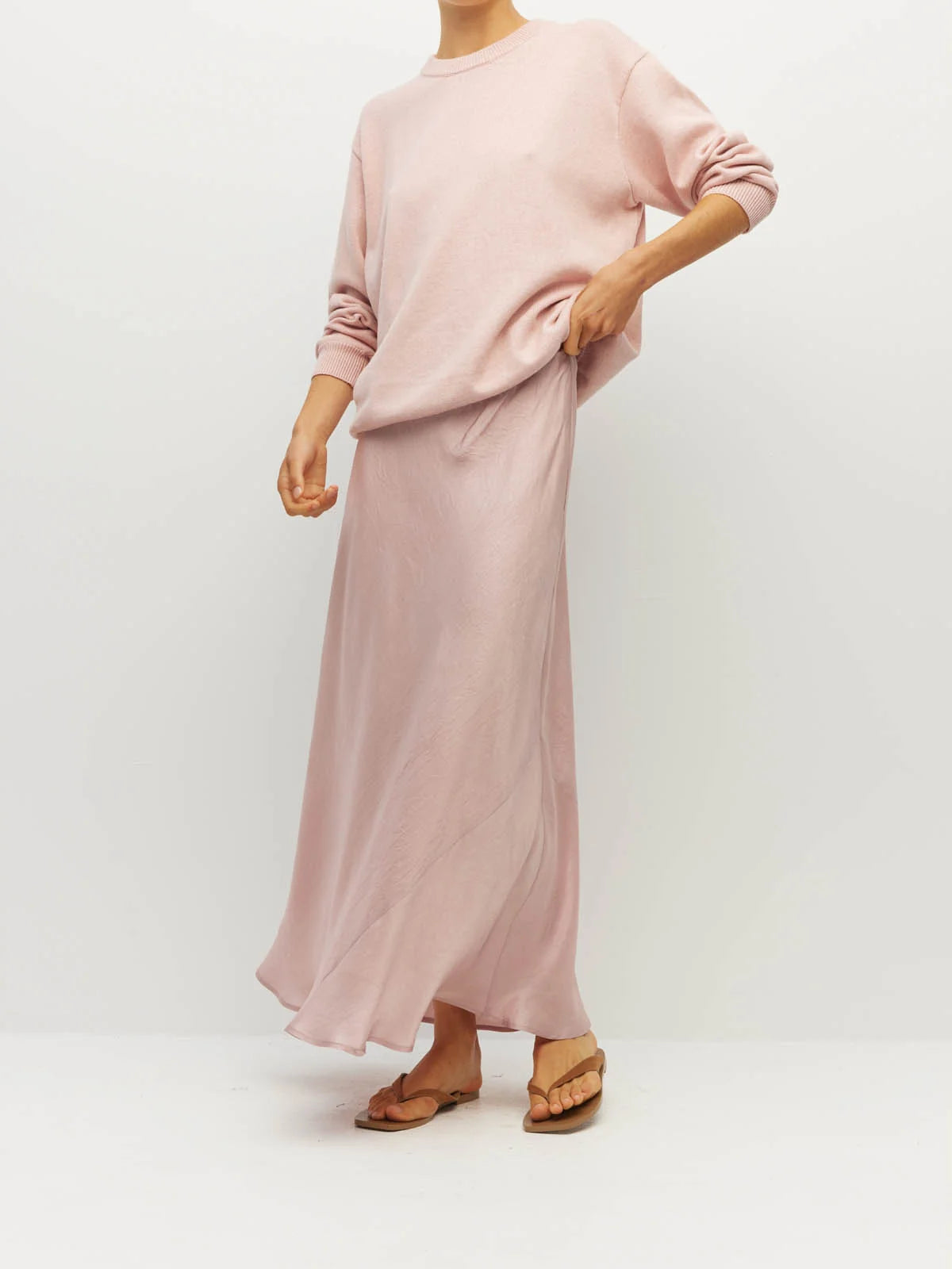 Em Skirt (Soft Matte Satin) Pale Pink Crush