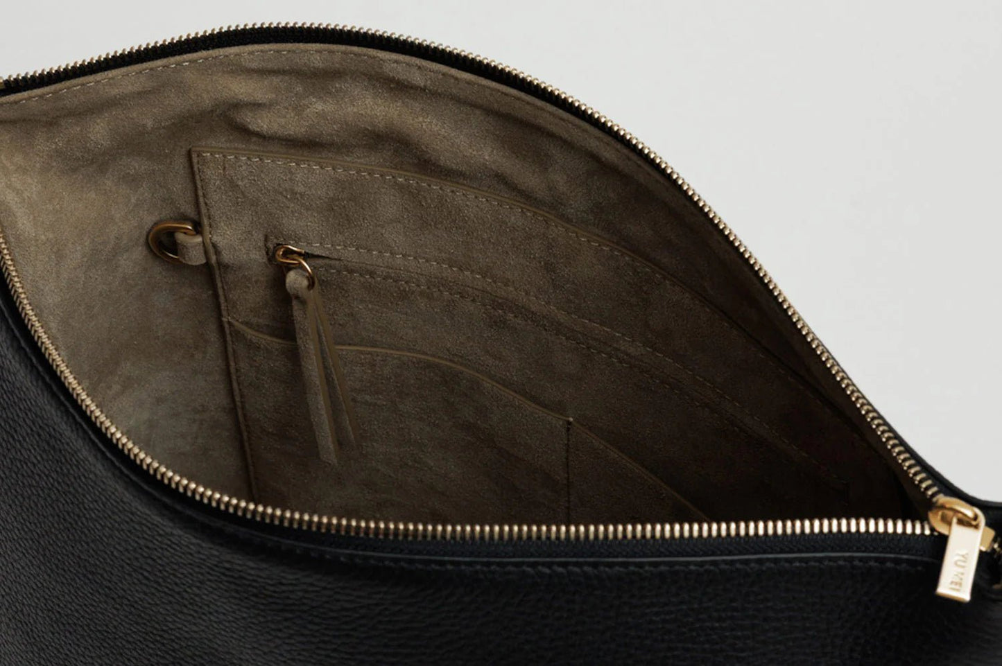Yu Mei | Braidy Bag | Black Deer Nappa with Brass Hardware | Palm Boutique