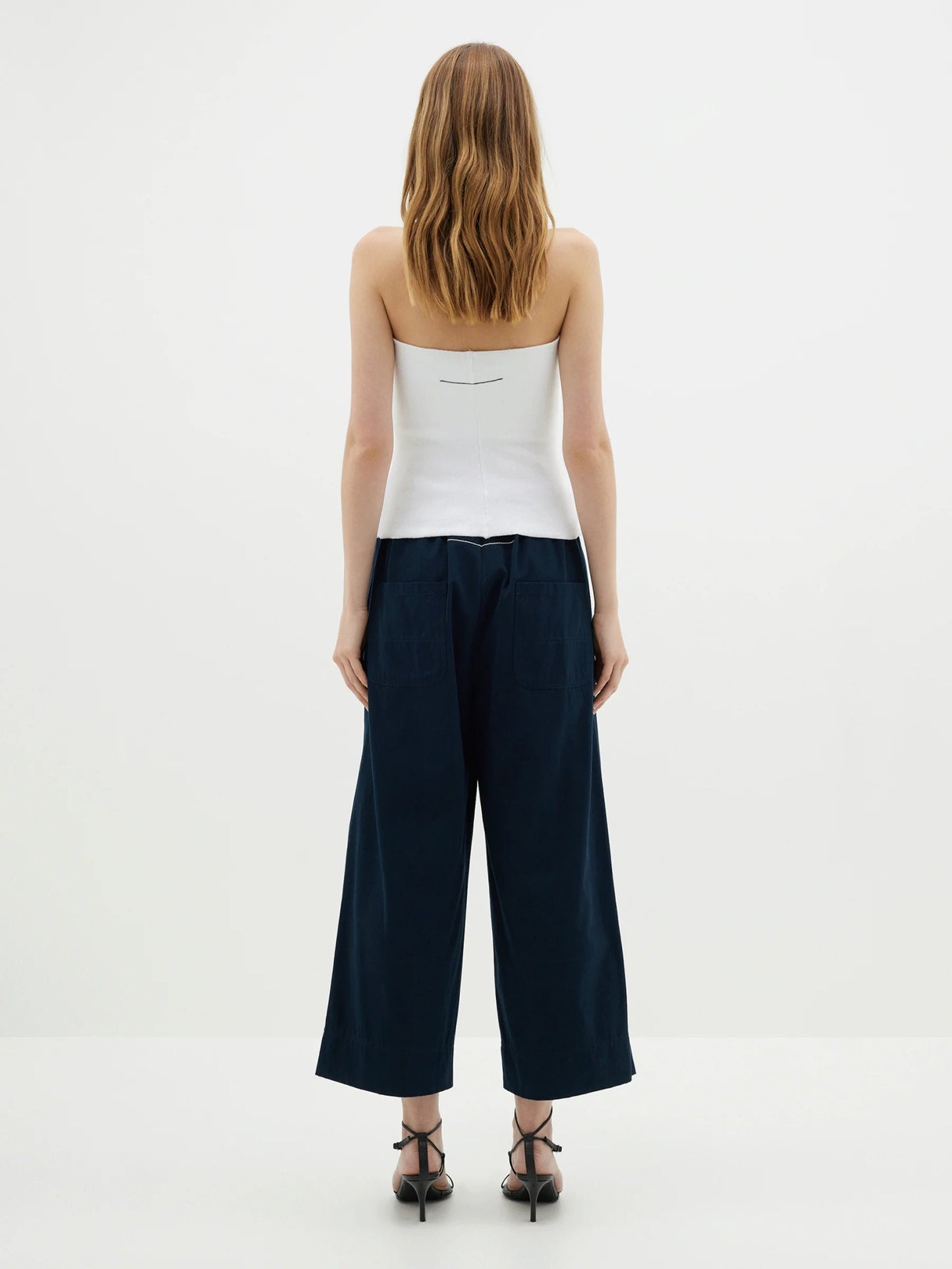bassike | Canvas Pull On Wide Leg Pant | Ink | Palm Boutique