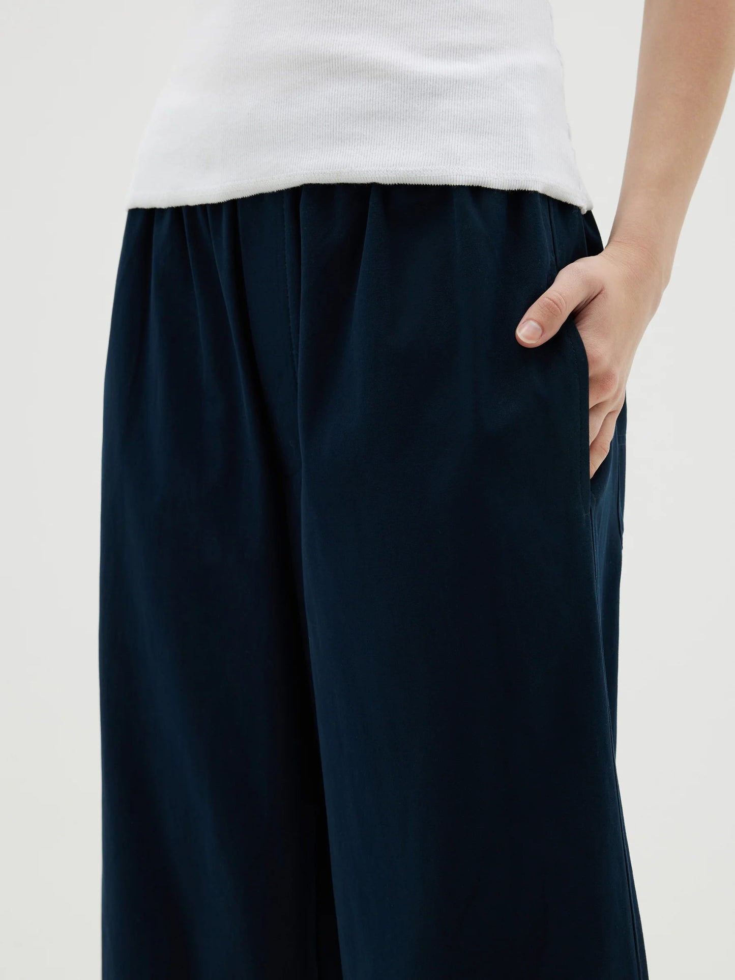 bassike | Canvas Pull On Wide Leg Pant | Ink | Palm Boutique