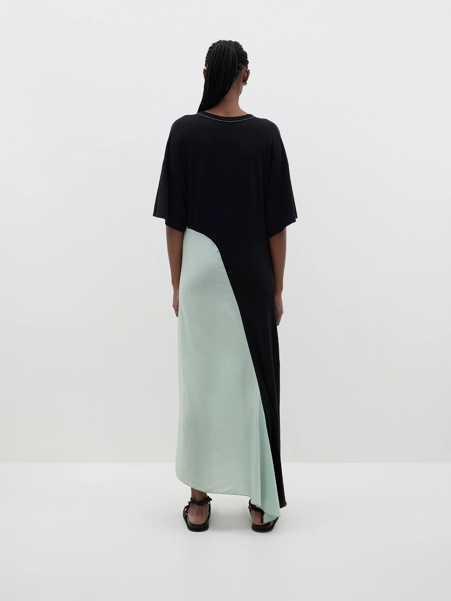 bassike | Contrast Detail ss Dress | Black Seafoam | Palm Boutique