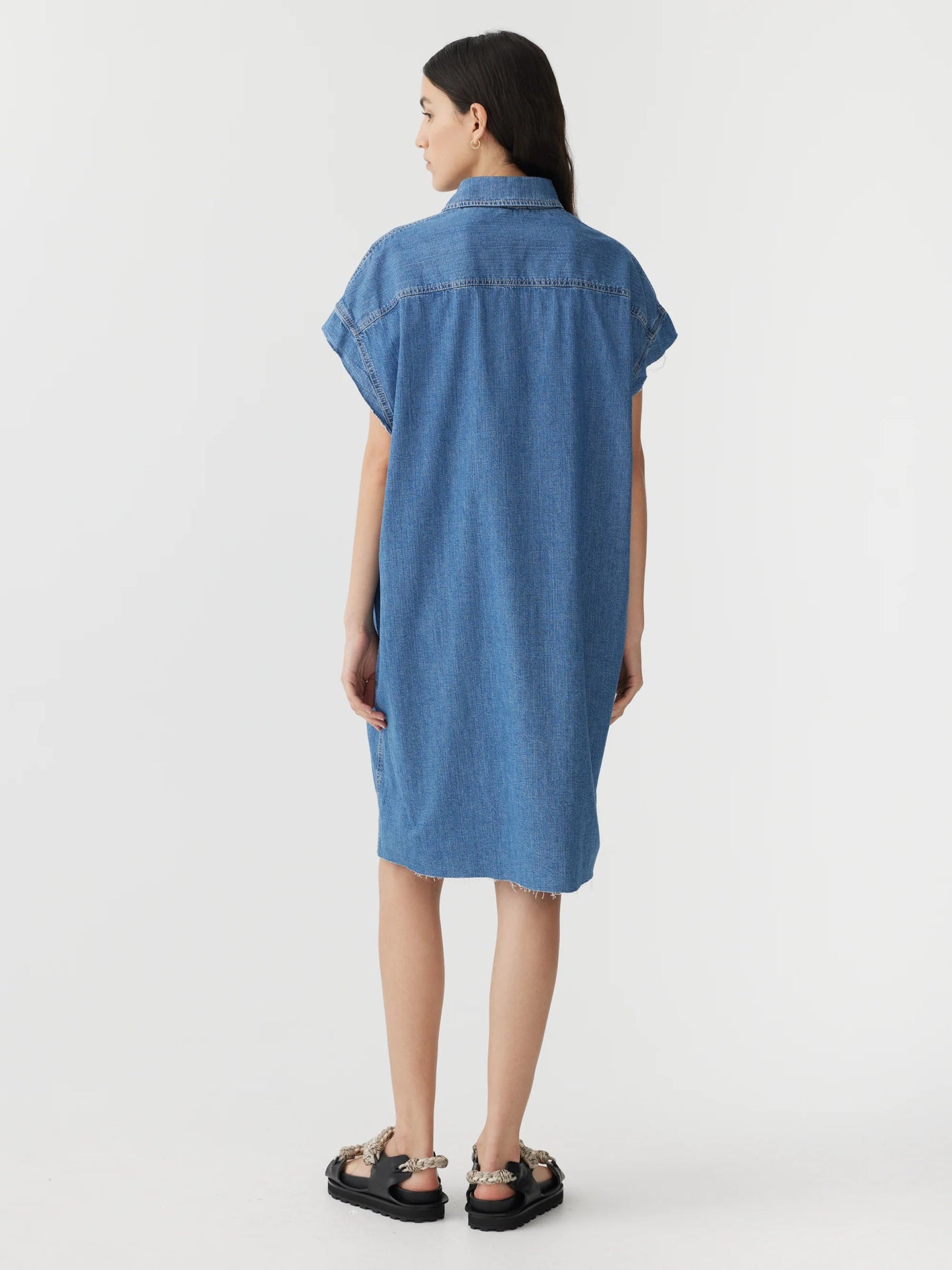 bassike | Denim Sleeveless Shirt Dress | Authentic Blue | Palm Boutique