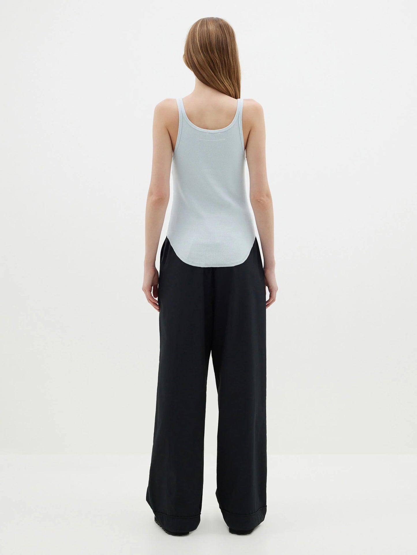 bassike | Slim Scoop Rib Tank | Soft Blue | Palm Boutique