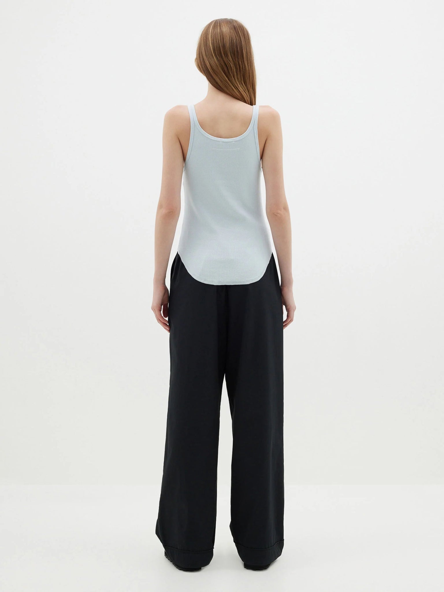 bassike | Slim Scoop Rib Tank | Soft Blue | Palm Boutique