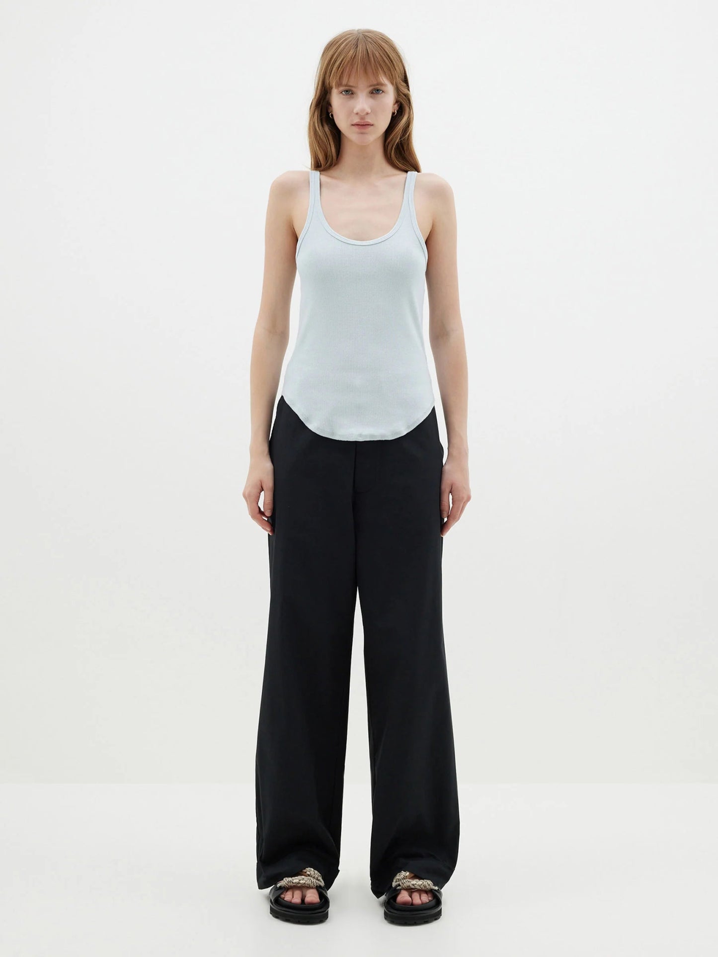 bassike | Slim Scoop Rib Tank | Soft Blue | Palm Boutique