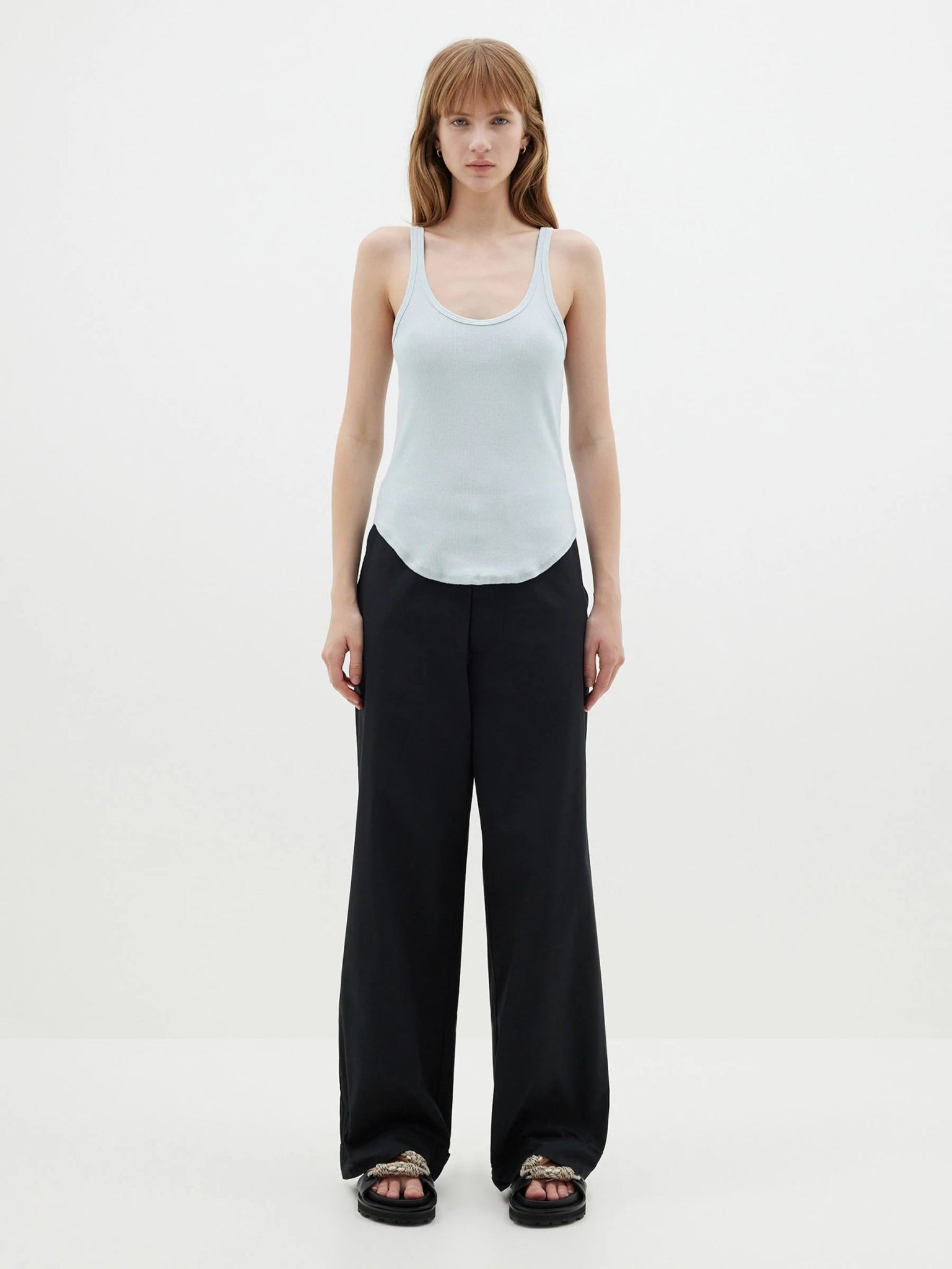 bassike | Slim Scoop Rib Tank | Soft Blue | Palm Boutique