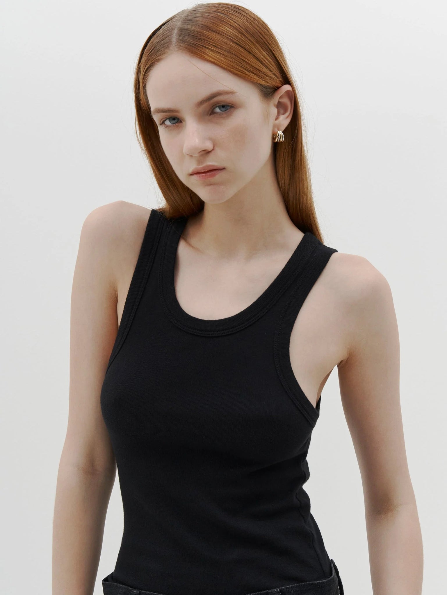 bassike | Slim Superfine Rib Tank | Black | Palm Boutique