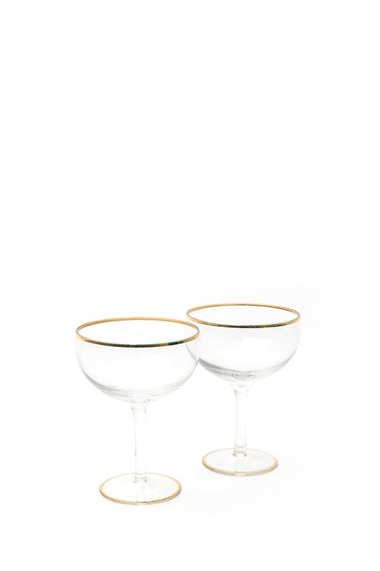Karen Walker | Champagne Coupe Set | Gold Rim | Palm Boutique