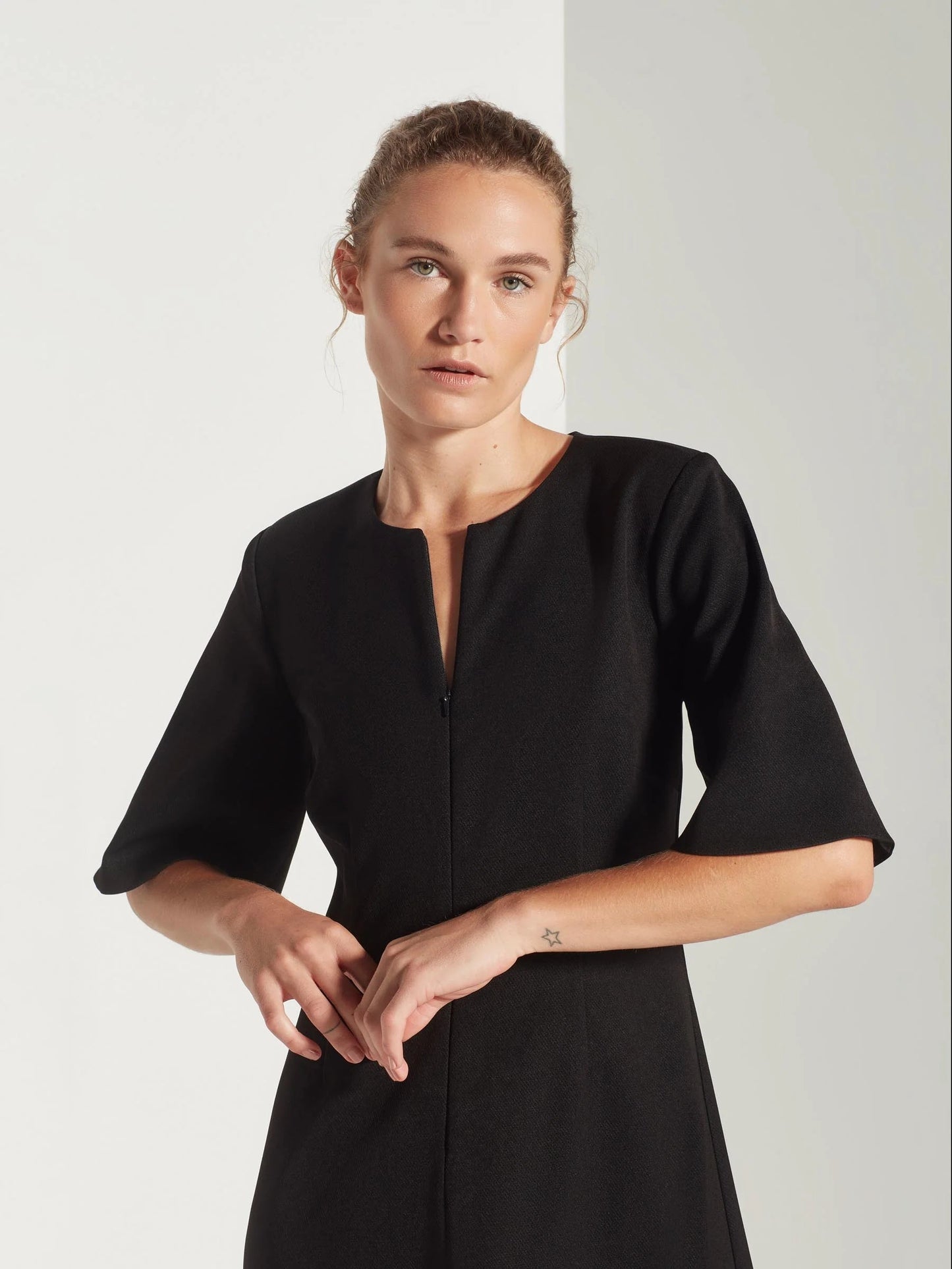 Juliette Hogan | Flinn Dress | Tech Twill Suiting Black | Palm Boutique