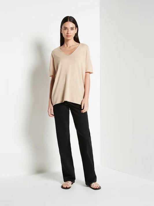 Juliette Hogan | JHL V-Neck T (Fine Cotton Cashmere) | Sand | Palm Boutique