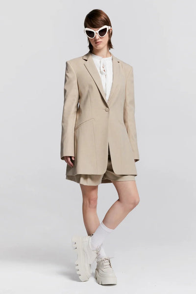 Karen Walker Carlton Jacket Classic Suiting Oat Palm Boutique