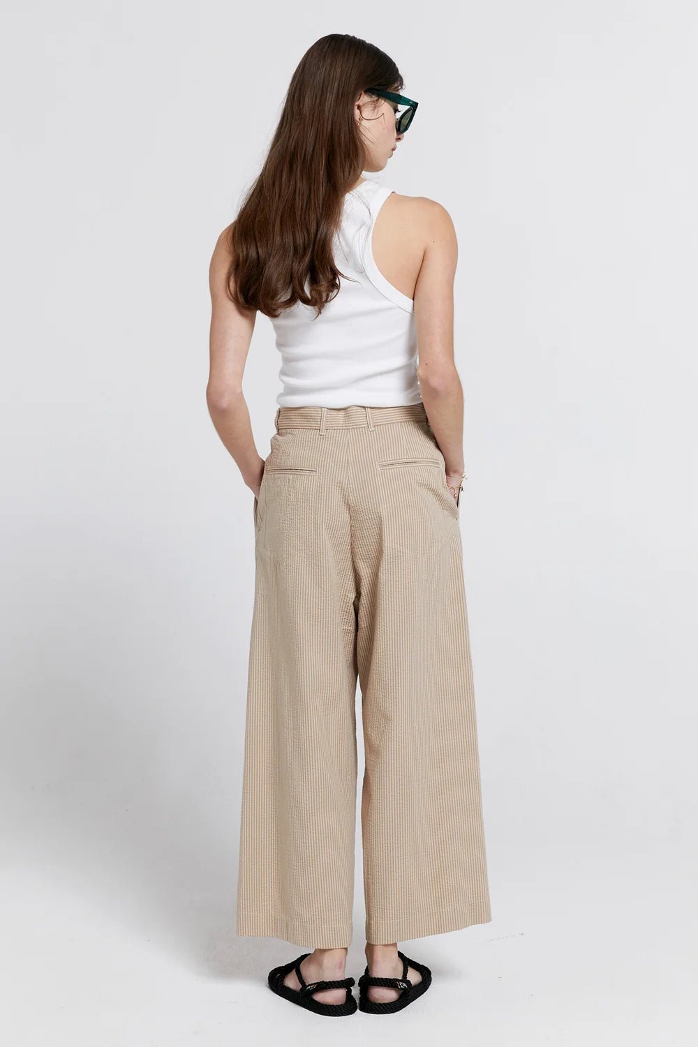 Karen Walker | Seersucker Workwear Pants | Sand | Palm Boutique