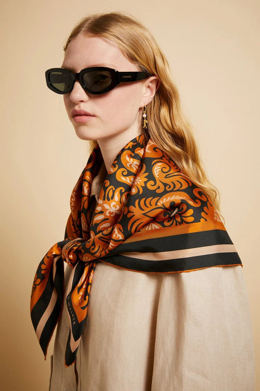 Karen Walker | Tapestry Floral Classic Silk Scarf | Tobacco Multi | Palm Boutique