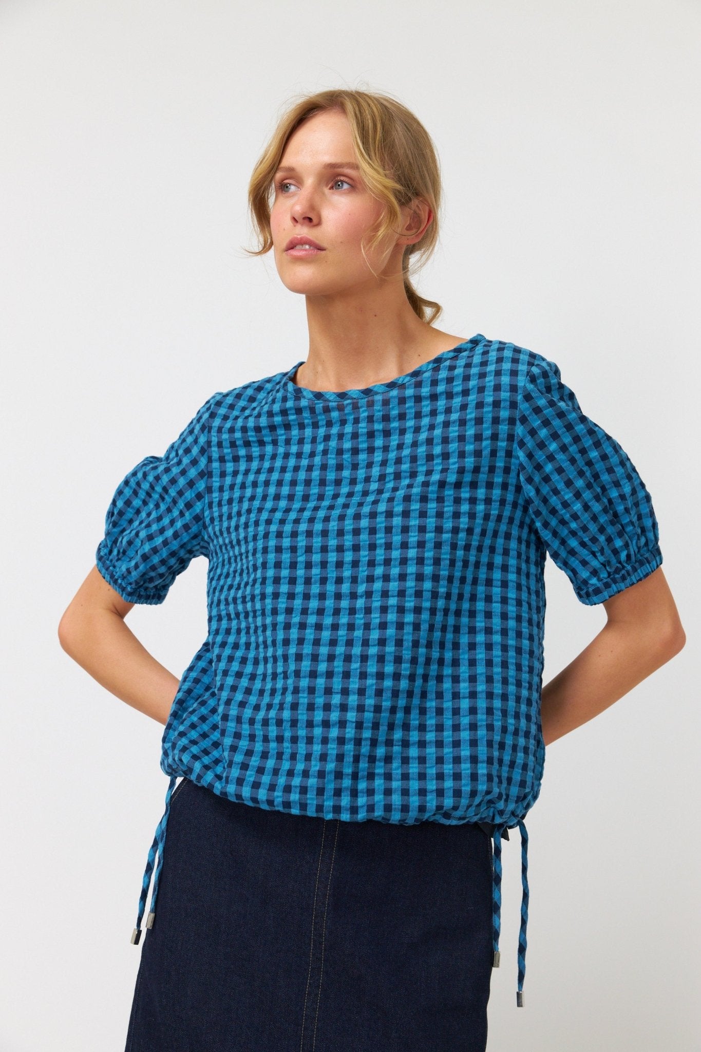 Kate Sylvester | Summer Check Shirt Top | Blue | Palm Boutique