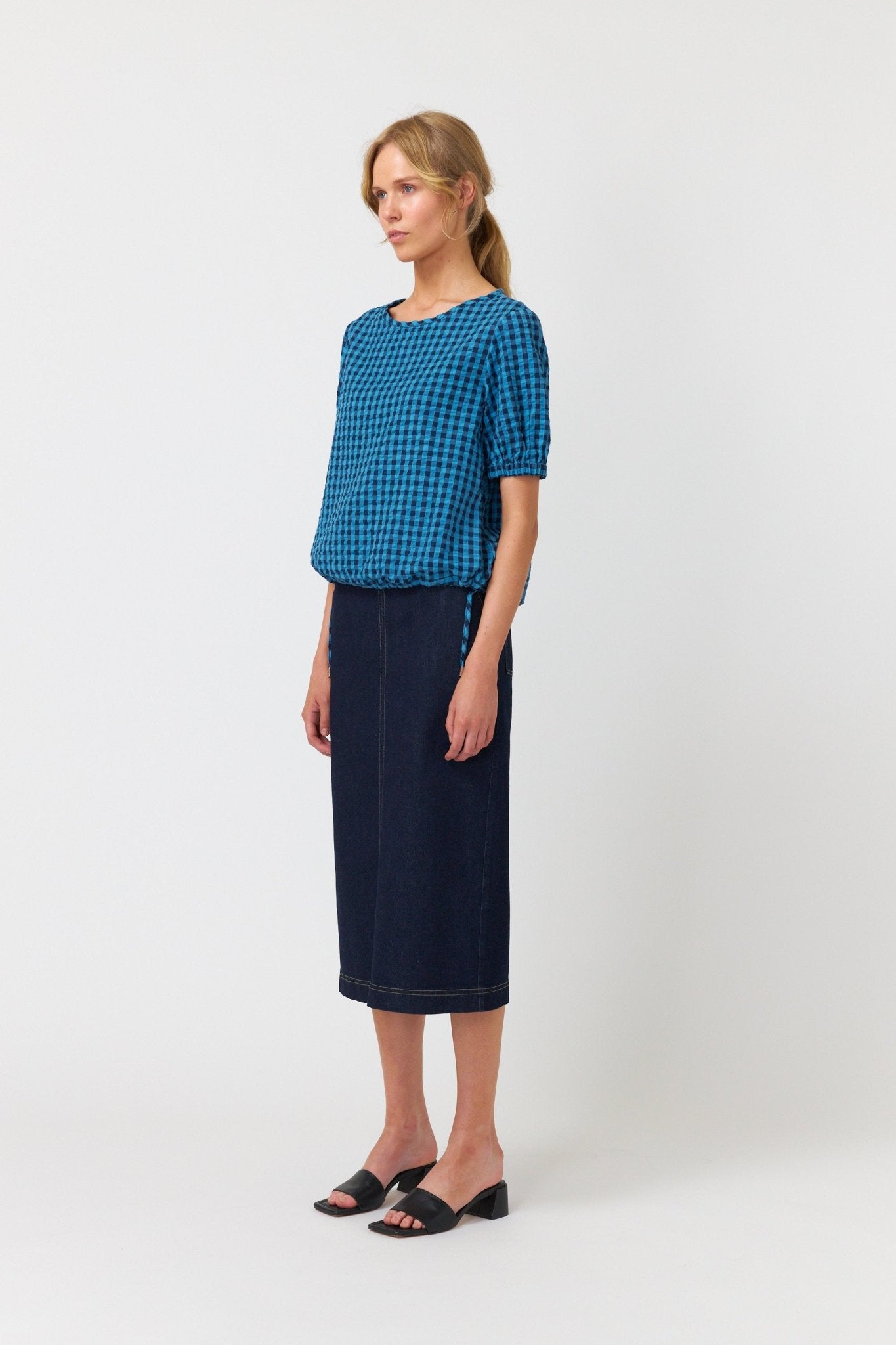 Kate Sylvester | Summer Check Shirt Top | Blue | Palm Boutique