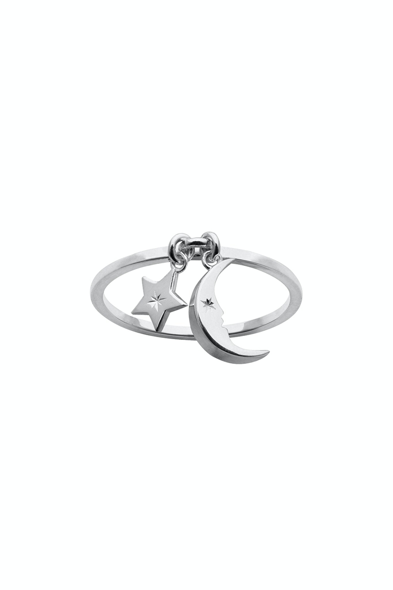Karen Walker Jewellery | Moon and Star Charm Ring Silver N | Palm Boutique
