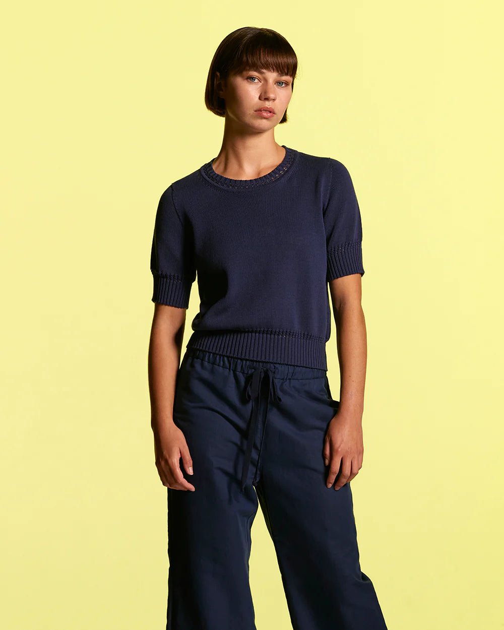 Standard Issue | Cotton Lattice Link T-shirt | Woad | Palm Boutique