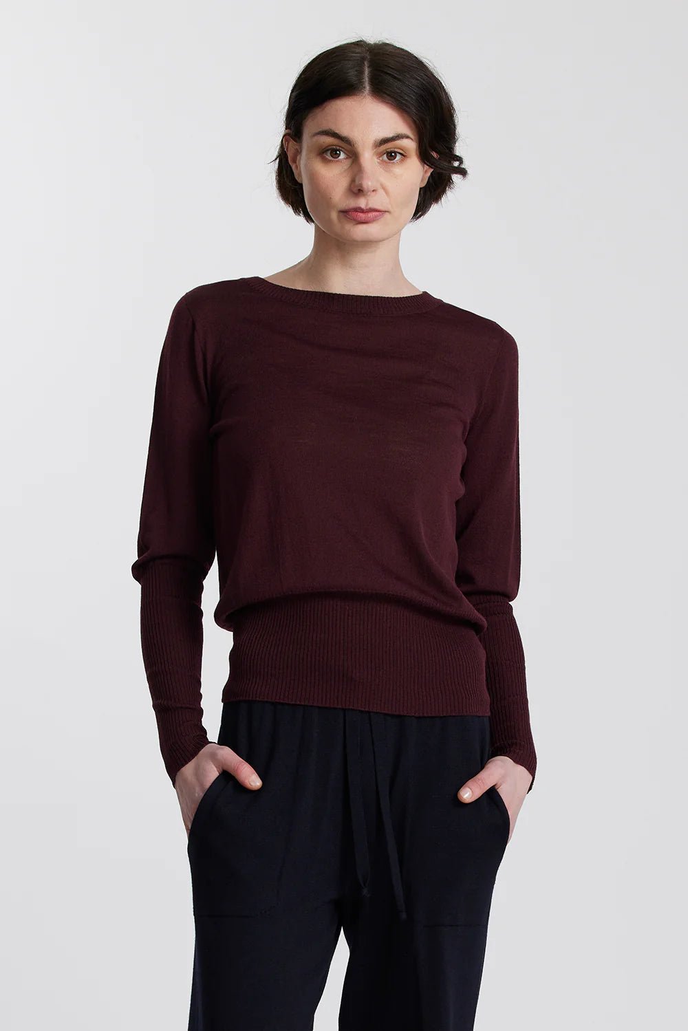 Standard Issue | Merino Long Rib Sweater | Carmine | Palm Boutique