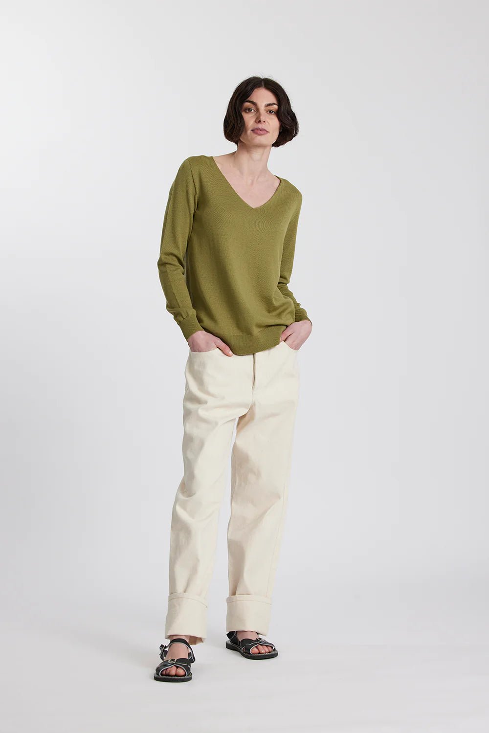 Standard Issue | Merino V Neck Slouchy | Sap | Palm Boutique