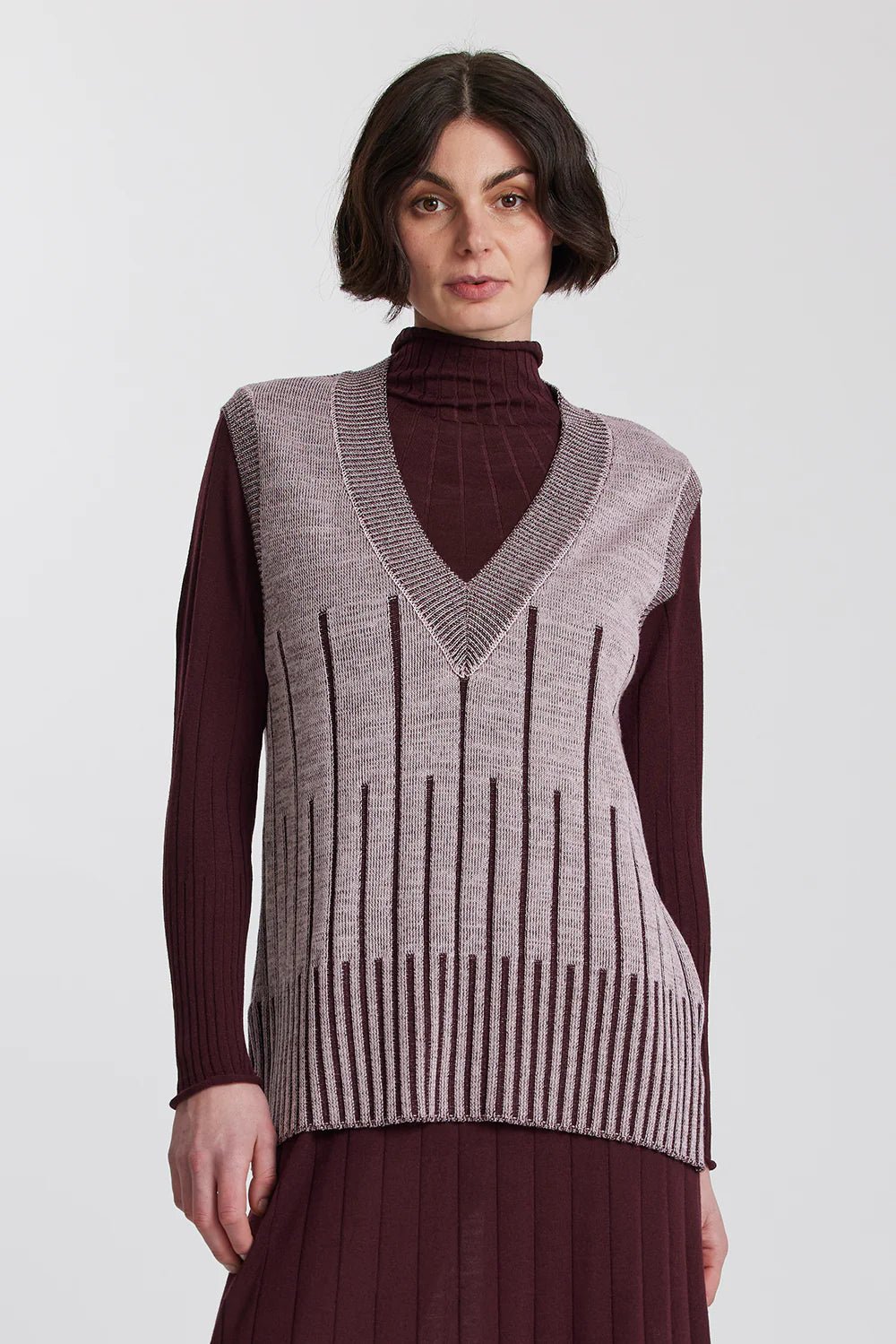 Standard Issue | Merino Variegated Stripe Vest | Lychee/Carmine | Palm Boutique