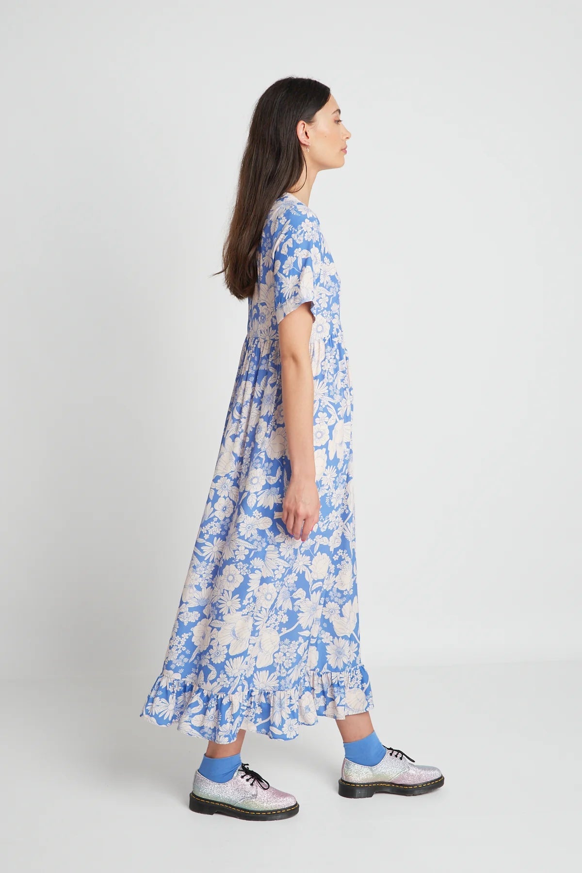 twenty-seven names | At Last Dress | Blue Stencil Floral | Palm Boutique